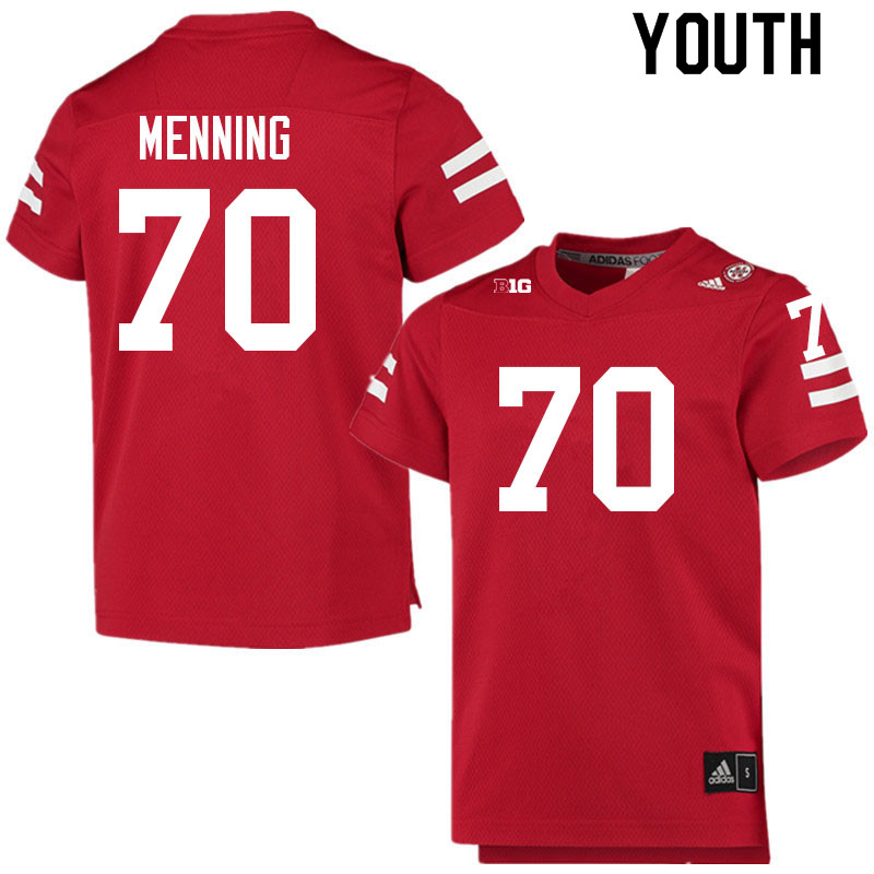 Youth #70 Keegan Menning Nebraska Cornhuskers College Football Jerseys Sale-Scarlet